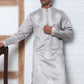 Men’s Silk Blend Ethnic Embroidered Kurta (65KO 5329 Silver ) [FF] [B-1-2]