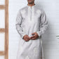 Men’s Silk Blend Ethnic Embroidered Kurta (65KO 5329 Silver ) [FF] [B-1-2]