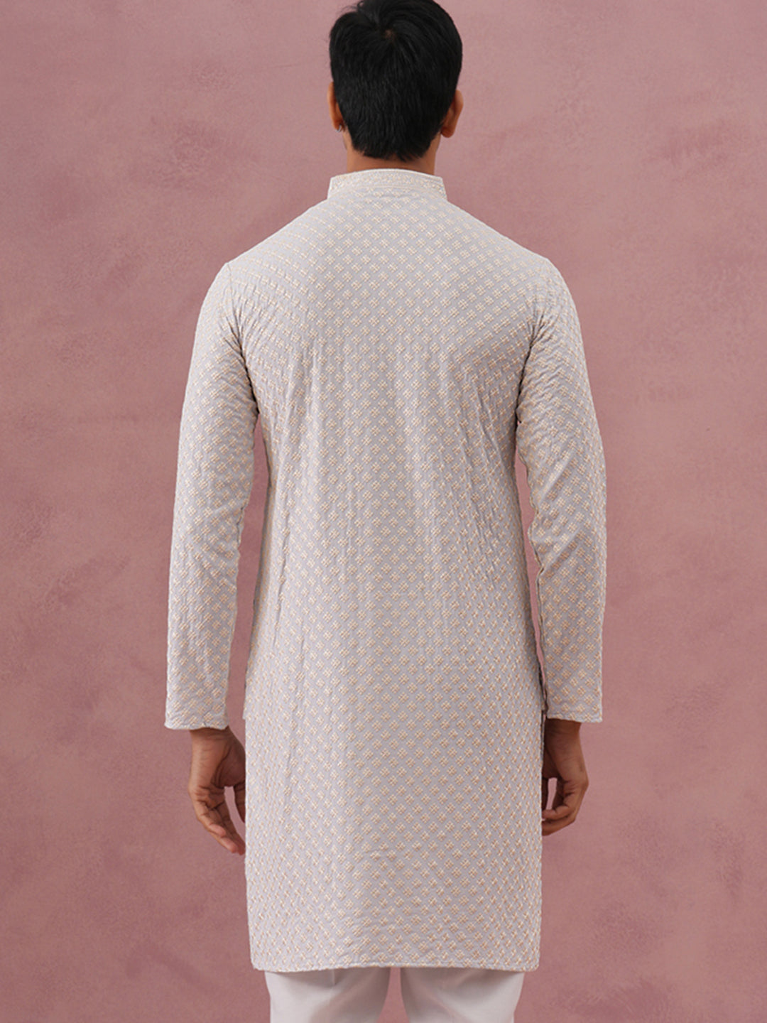 Viscose Rayon Traditional Embroidered Kurta (65KO 5330 Grey ) [FF] [1-1-9]