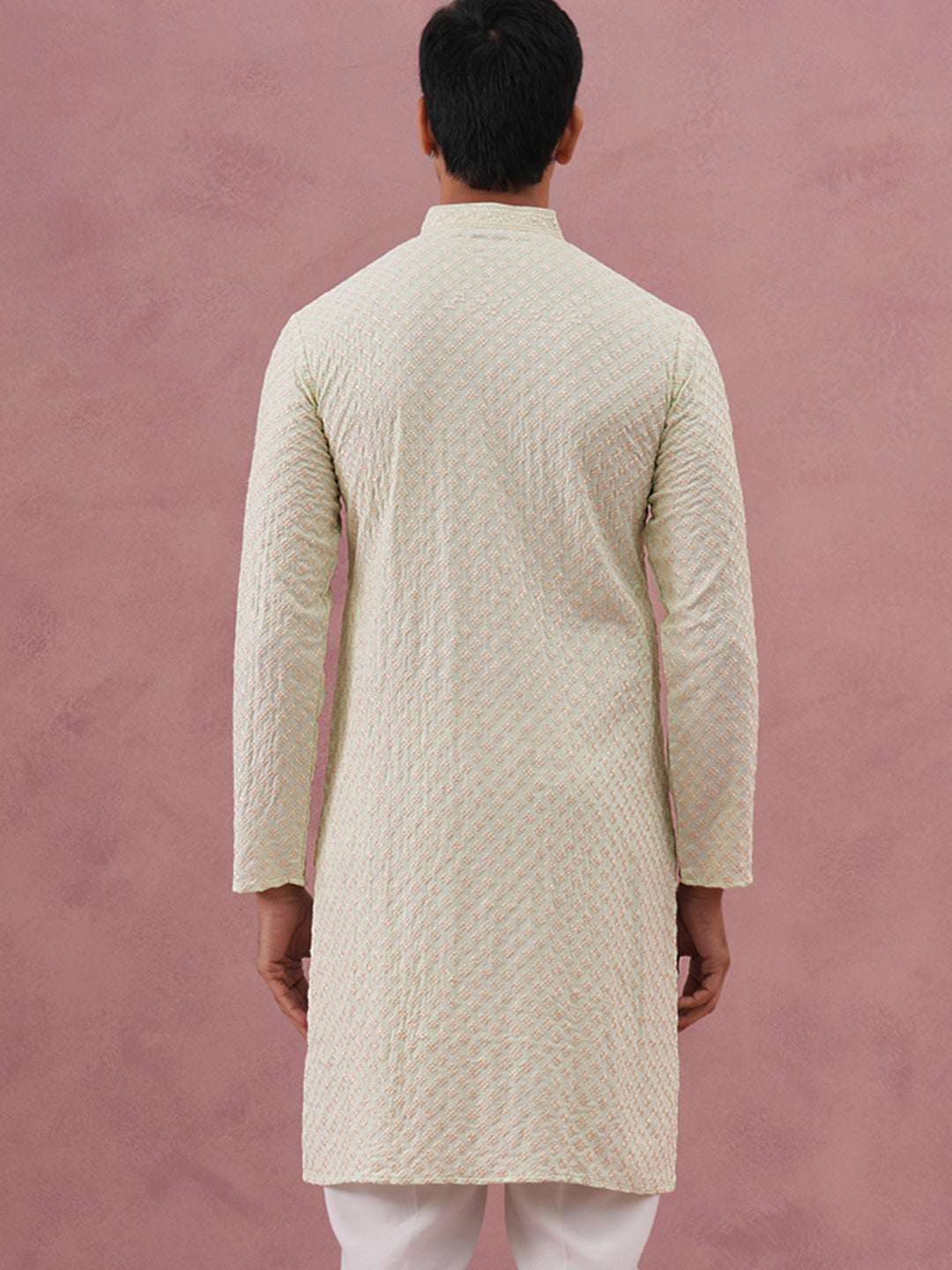 Viscose Rayon Traditional Embroidered Kurta ( 65KO 5330 Pista ) [FF] [1-1-9]
