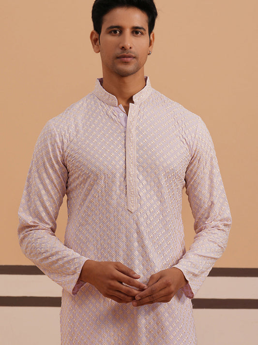 Viscose Rayon Traditional Embroidered Kurta (65KO 5330 Purple ) [FF] [1-1-9]