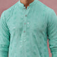 Sequin-Embellished Rayon Embroidered Kurta (65KO 5331 Green ) [FF] [O-6]