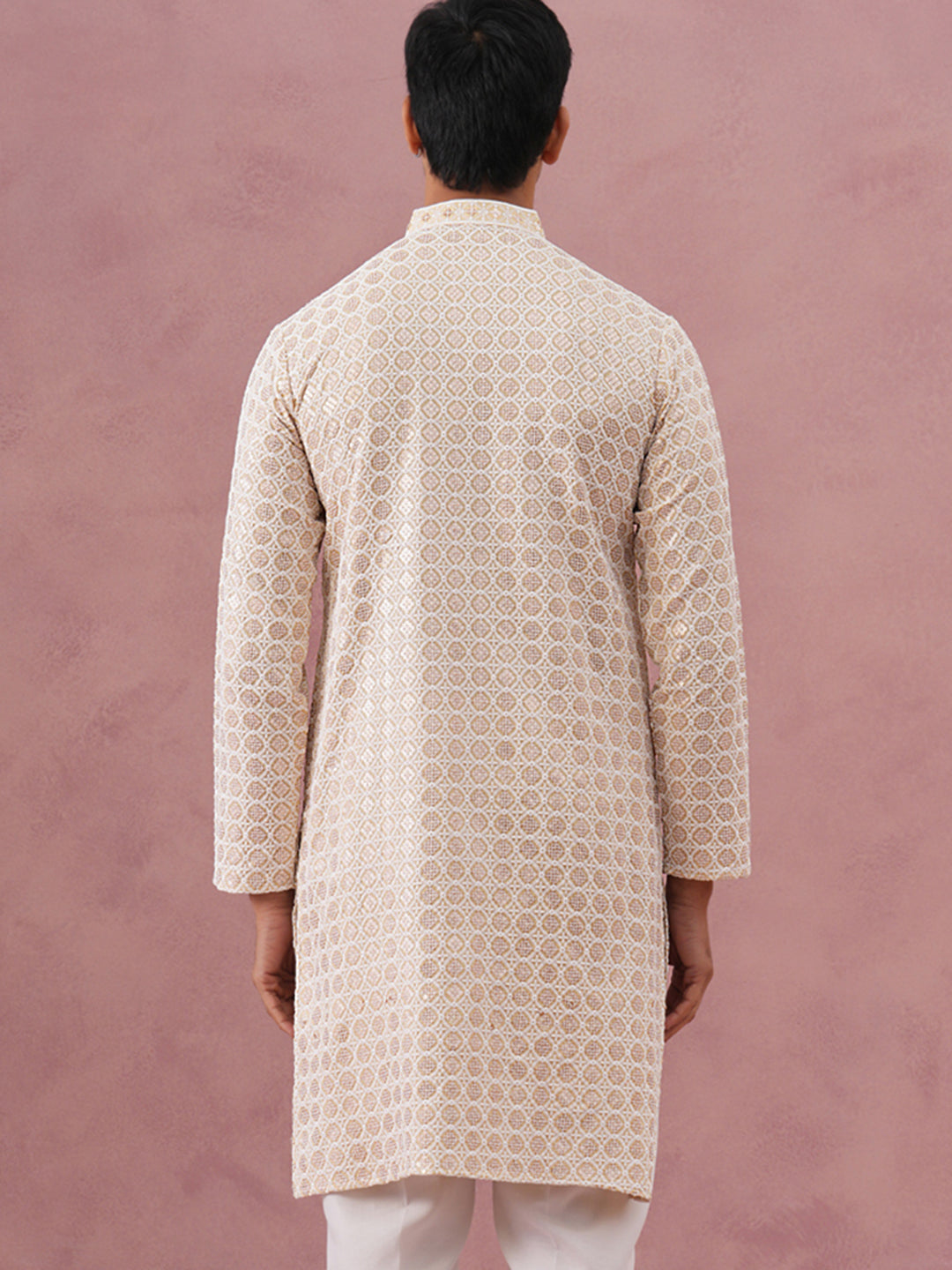 Men’s Rayon Sequin Embroidered Kurta (65KO 5332 Yellow ) [FF] [E-8-7]