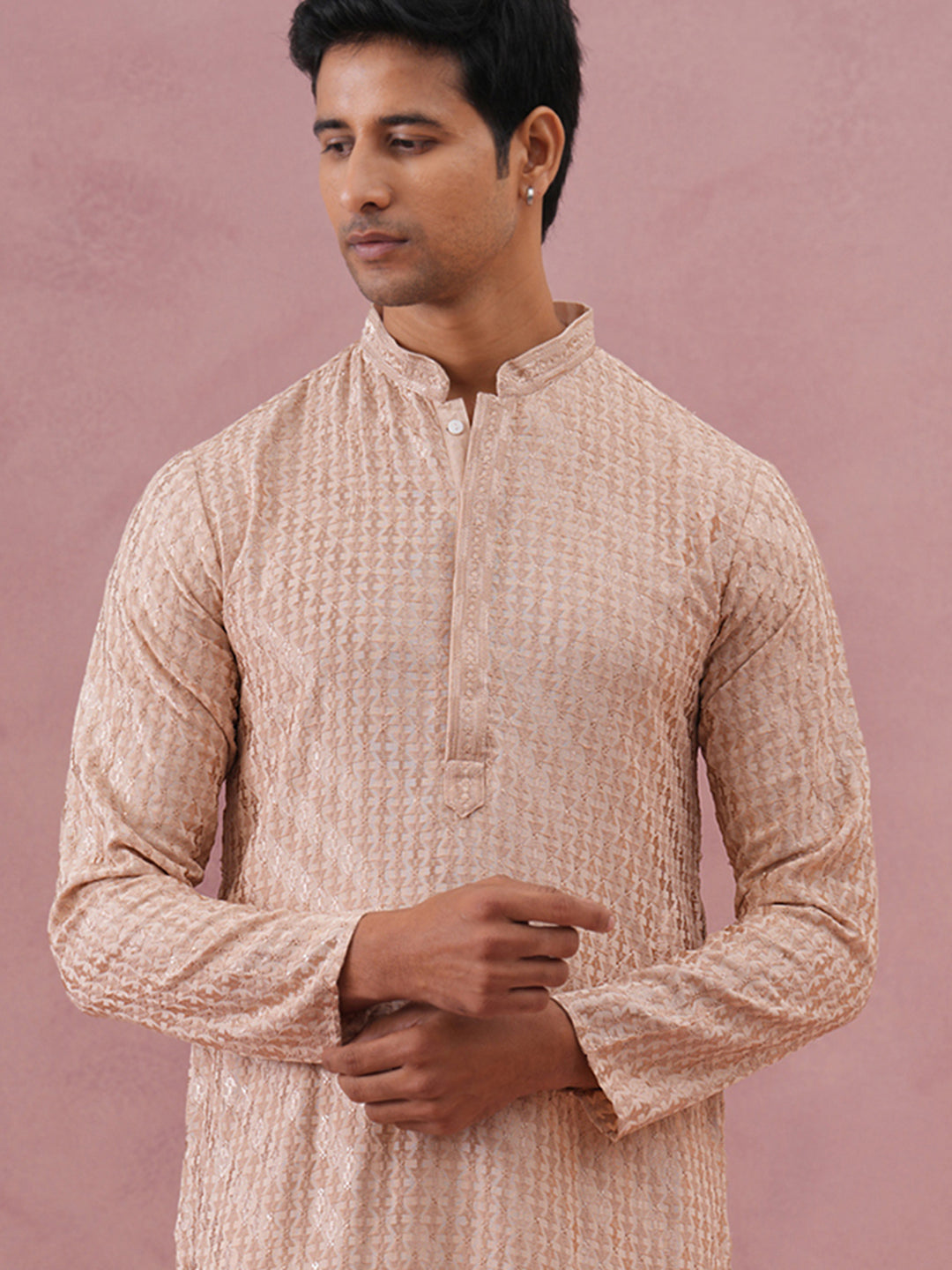Rayon Embroidered Kurta for Men (65KO 5333 Beige ) [FF] [Q-18]