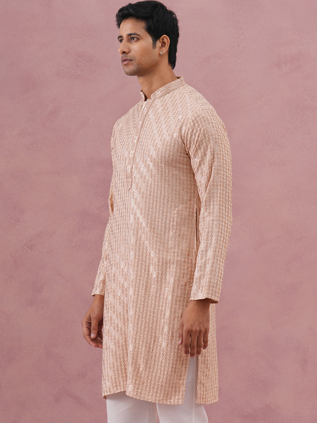 Rayon Embroidered Kurta for Men (65KO 5333 Beige ) [FF] [Q-18]