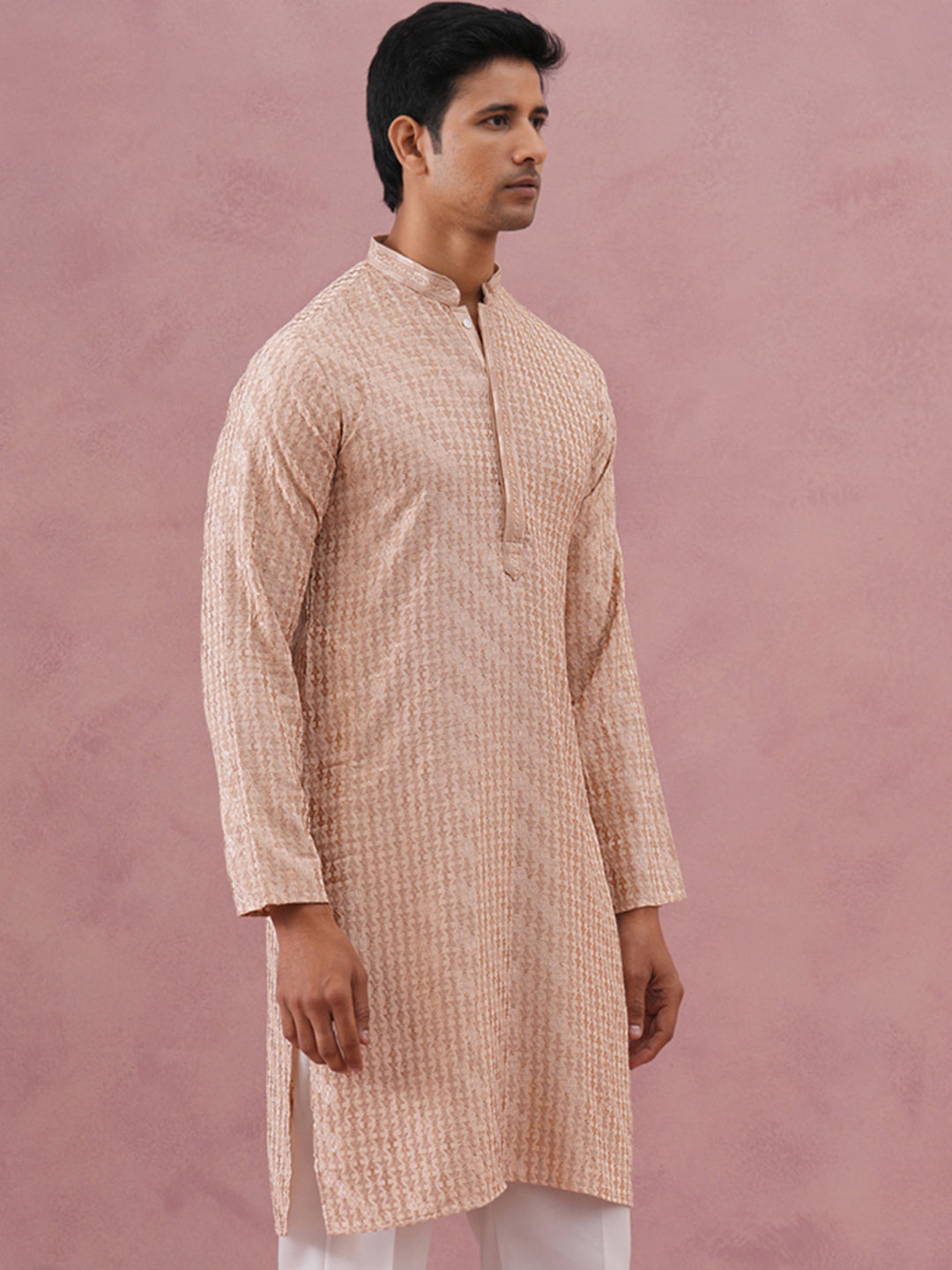 Rayon Embroidered Kurta for Men (65KO 5333 Beige ) [FF] [Q-18]