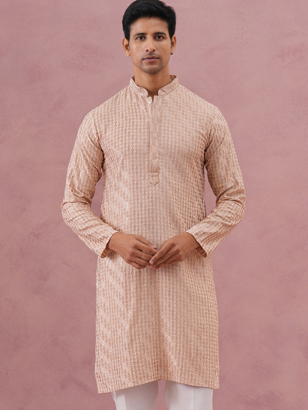 Rayon Embroidered Kurta for Men (65KO 5333 Beige ) [FF] [Q-18]