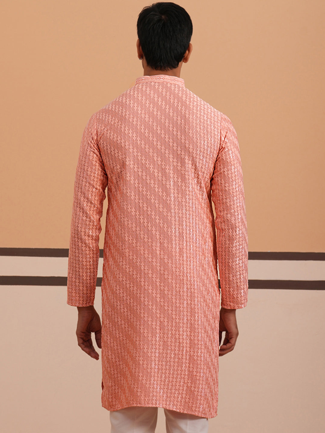 Rayon Embroidered Kurta for Men ( 65KO 5333 Peach ) [FF] [Q-18]