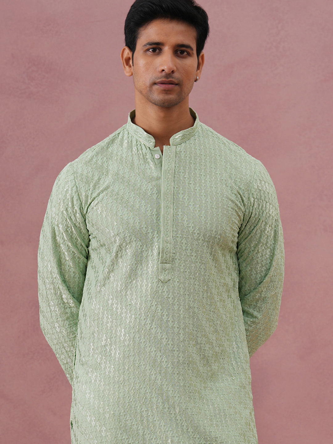 Rayon Embroidered Kurta for Men ( 65KO 5333 Pista ) [FF] [Q-18]