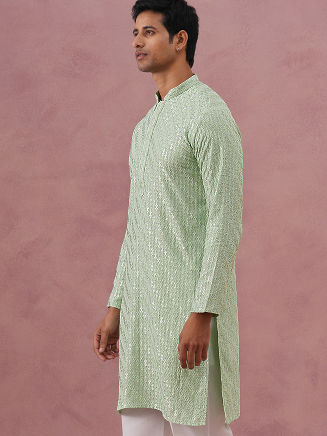 Rayon Embroidered Kurta for Men ( 65KO 5333 Pista ) [FF] [Q-18]