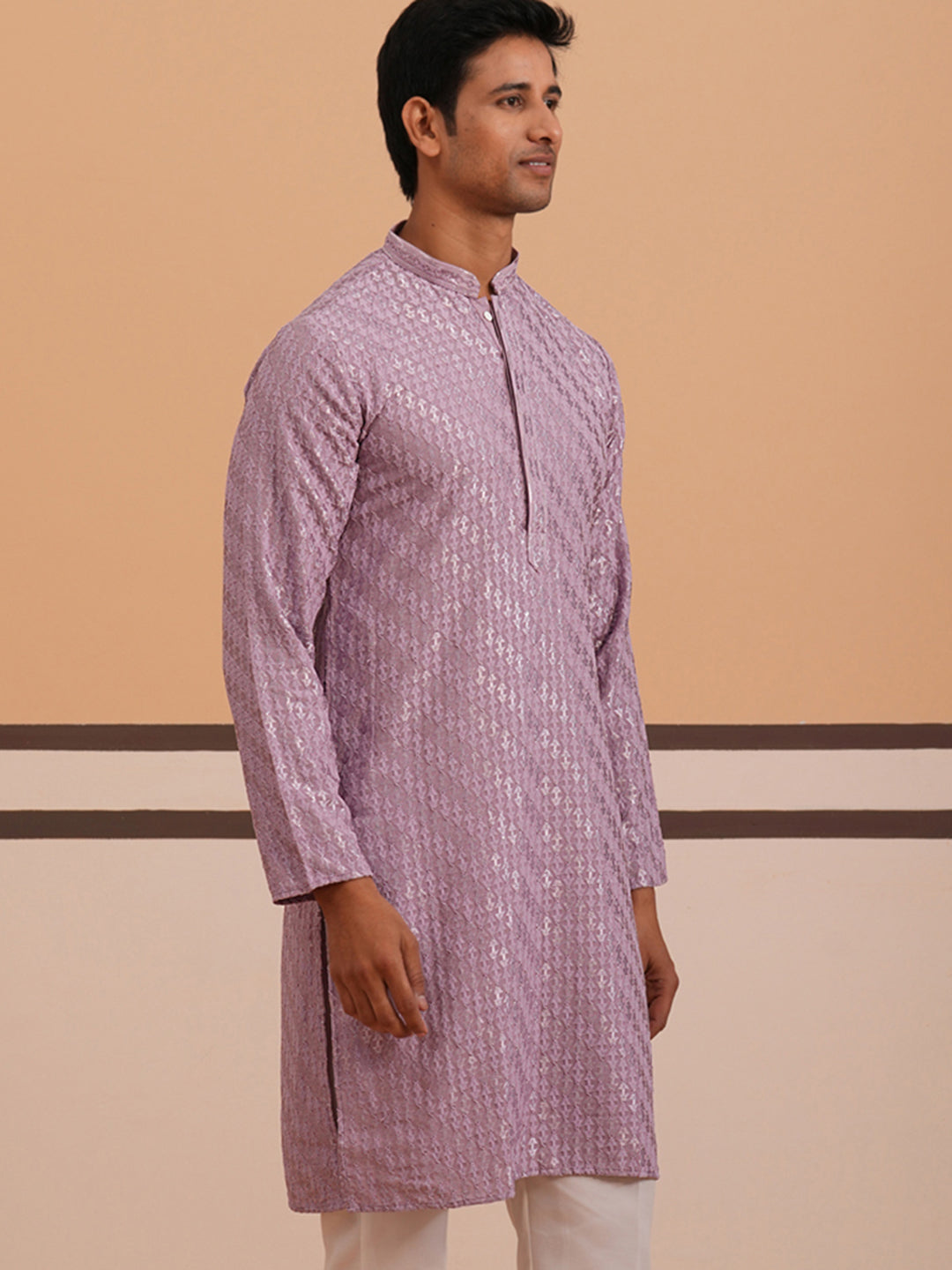 Rayon Embroidered Kurta for Men (65KO 5333 Purple ) [FF] [Q-18]
