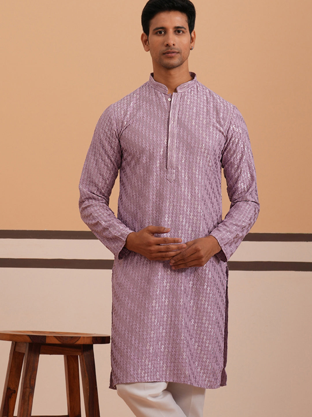 Rayon Embroidered Kurta for Men (65KO 5333 Purple ) [FF] [Q-18]
