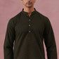 Traditional Cotton Blend Embroidered Kurta ( 65KO 5334 Olive ) [FF] [F-1-2-3-4]
