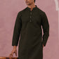 Traditional Cotton Blend Embroidered Kurta ( 65KO 5334 Olive ) [FF] [F-1-2-3-4]