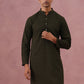 Traditional Cotton Blend Embroidered Kurta ( 65KO 5334 Olive ) [FF] [F-1-2-3-4]