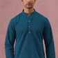 Traditional Cotton Blend Embroidered Kurta ( 65KO 5334 Peacock ) [FF] [F-1-2-3-4]