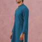 Traditional Cotton Blend Embroidered Kurta ( 65KO 5334 Peacock ) [FF] [F-1-2-3-4]