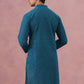 Traditional Cotton Blend Embroidered Kurta ( 65KO 5334 Peacock ) [FF] [F-1-2-3-4]