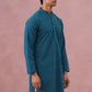 Traditional Cotton Blend Embroidered Kurta ( 65KO 5334 Peacock ) [FF] [F-1-2-3-4]