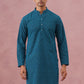 Traditional Cotton Blend Embroidered Kurta ( 65KO 5334 Peacock ) [FF] [F-1-2-3-4]