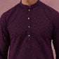 Traditional Cotton Blend Embroidered Kurta (65KO 5334 Purple ) [FF] [F-1-2-3-4]