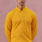 Traditional Cotton Blend Embroidered Kurta (65KO 5334 Yellow ) [FF] [F-1-2-3-4]