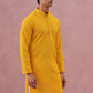 Traditional Cotton Blend Embroidered Kurta (65KO 5334 Yellow ) [FF] [F-1-2-3-4]