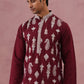 Silk Blend Ethnic Embroidered Kurta for Men ( 65KO 5335 Maroon ) [FF] [B-1-2]