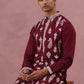 Silk Blend Ethnic Embroidered Kurta for Men ( 65KO 5335 Maroon ) [FF] [B-1-2]
