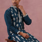Silk Blend Ethnic Embroidered Kurta for Men ( 65KO 5335 Peacock ) [FF] [B-1-2]