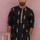 Men's Silk Blend Embroidered Kurta (65KO 5336 Black ) [FF] [J-1]