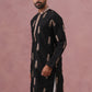 Men's Silk Blend Embroidered Kurta (65KO 5336 Black ) [FF] [J-1]
