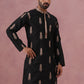 Men's Silk Blend Embroidered Kurta (65KO 5336 Black ) [FF] [J-1]