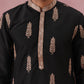 Men's Silk Blend Embroidered Kurta (65KO 5336 Black ) [FF] [J-1]