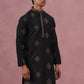 Silk Blend Black Kurta for Men (65KO 5337 Black ) [FF] [A-1-4]