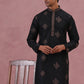 Silk Blend Black Kurta for Men (65KO 5337 Black ) [FF] [A-1-4]