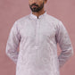 Men's Embroidered Silk Blend Kurta ( 65KO 5338 Lavender ) [FF] [A-1-4]