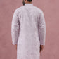 Men's Embroidered Silk Blend Kurta ( 65KO 5338 Lavender ) [FF] [A-1-4]