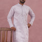 Men's Embroidered Silk Blend Kurta ( 65KO 5338 Lavender ) [FF] [A-1-4]