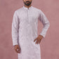 Men's Embroidered Silk Blend Kurta ( 65KO 5338 Lavender ) [FF] [A-1-4]