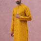 Men's Embroidered Silk Blend Kurta ( 65KO 5338 Mustard ) [FF] [A-1-4]