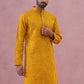 Men's Embroidered Silk Blend Kurta ( 65KO 5338 Mustard ) [FF] [A-1-4]