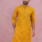 Men's Embroidered Silk Blend Kurta ( 65KO 5338 Mustard ) [FF] [A-1-4]