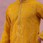 Men's Embroidered Silk Blend Kurta ( 65KO 5338 Mustard ) [FF] [A-1-4]