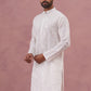 Men's Embroidered Silk Blend Kurta (65KO 5338 White ) [FF] [A-1-4]