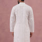 Men's Embroidered Silk Blend Kurta (65KO 5338 White ) [FF] [A-1-4]