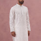 Men's Embroidered Silk Blend Kurta (65KO 5338 White ) [FF] [A-1-4]