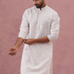 Men's Embroidered Silk Blend Kurta (65KO 5338 White ) [FF] [A-1-4]
