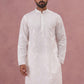 Men's Embroidered Silk Blend Kurta (65KO 5338 White ) [FF] [A-1-4]