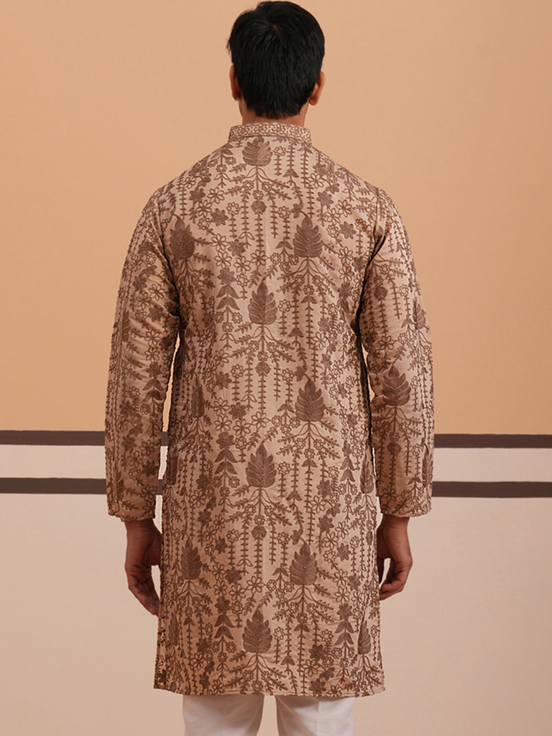 Men’s Ethnic Embroidered Kurta (65KO 5339 Brown ) [FF] [P-12]